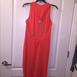 NEW SEXY CHAIN BACK BOLD ORANGE DRESS